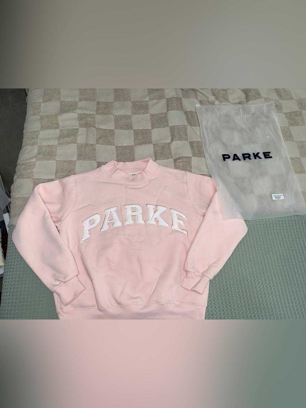 Parke Varsity Mockneck Sweatshirt Rose Pink White S/M FLC-VARMOCK-ROSEWHITE-SM